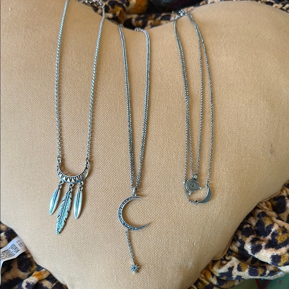 Lucky brand Crescent and Feather Necklace Set